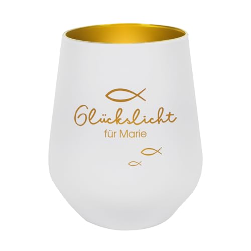 Striefchen® Teelichthalter zur Taufe/Kommunion/Konfirmation, personalisiert (Glückslicht) von Striefchen