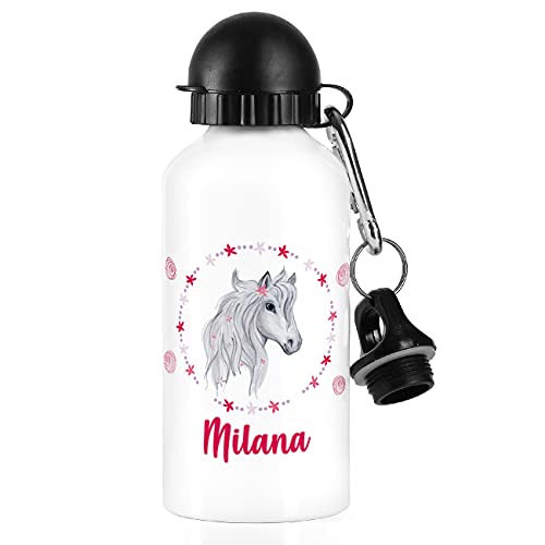 Striefchen® Trinkflasche mit Pferdemotiv und Wunschname 500 ml BPA frei Aluminium von Striefchen