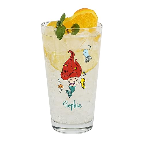 Stirefchen® Trinkglas für Kinder mit Namen personalisiert, Motivauswahl, 300 ml (Meerjungfrau) von Striefchen