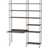 String - Arbeitsplatzkombination, 140 x 200 x 30 cm, Walnuss / schwarz von String Furniture