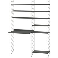 String - Arbeitsplatzkombination, 140 x 200 x 30 cm, dunkelgrau / dunkelgrau von String Furniture