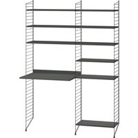String - Arbeitsplatzkombination, 140 x 200 x 30 cm, dunkelgrau / schwarz von String Furniture