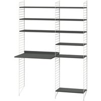 String - Arbeitsplatzkombination, 140 x 200 x 30 cm, dunkelgrau / weiß von String Furniture