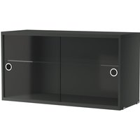 String - Vitrinenschrank mit Schiebetüren in Glas 78 x 30 cm, dunkelgrau von String Furniture
