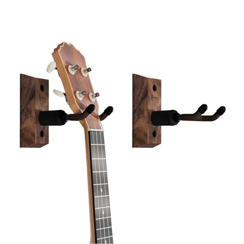 String Swing Ukulele-Wandhalterung für Mandoline, Ukulele, Konzert, Ananas, Sopran, Tenor und Bariton, kompatible Hülle, Alternative für Zuhause oder Studio – schwarzes Walnussholz CC01UK-BW (2 Stück) von String Swing