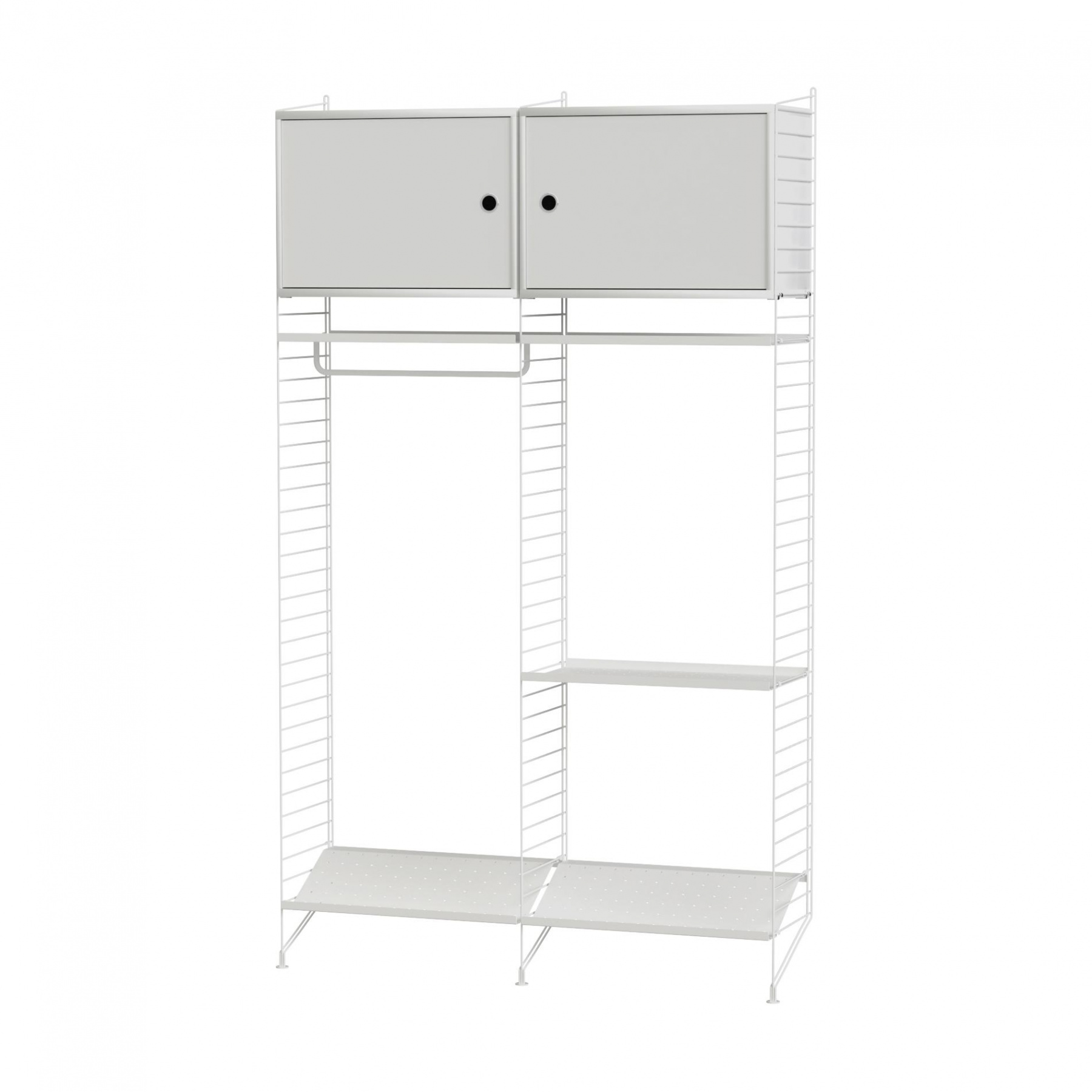 String - Garderobe mit 2 Schrankelementen 120x200x30cm - weiß/lackiert von String