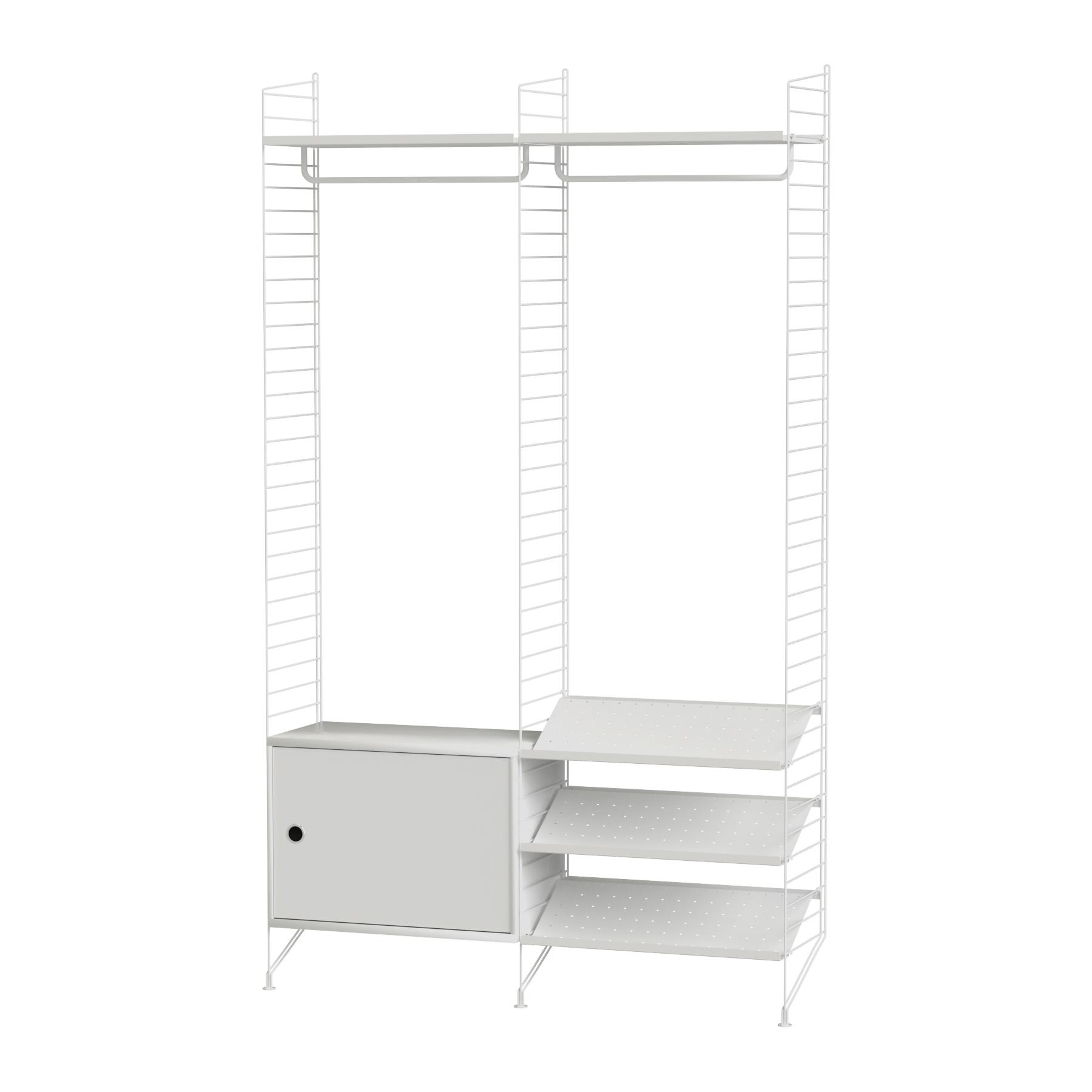 String - Garderobe mit Schrankelement 120x200x30cm - weiß/lackiert von String