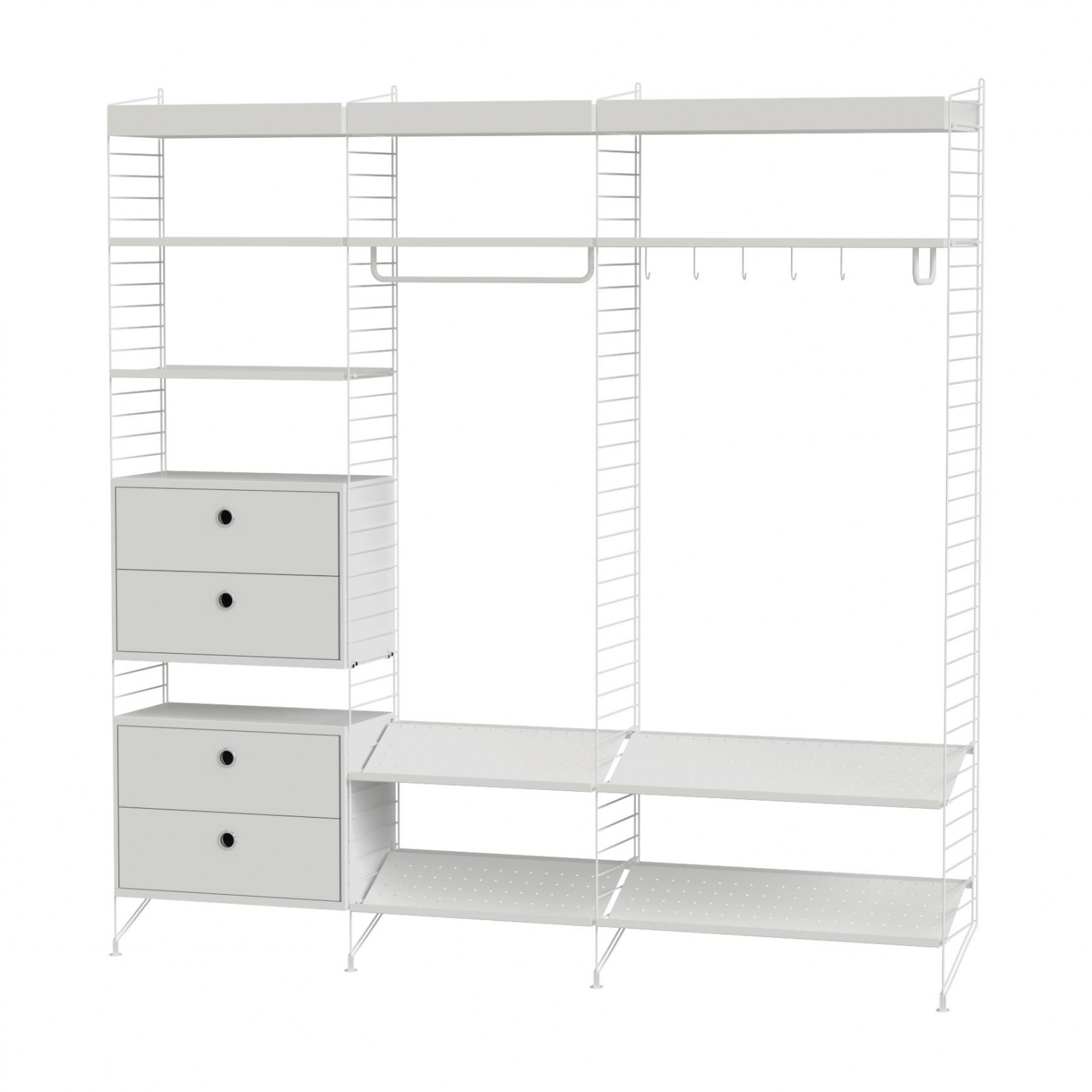 String - Garderobe mit Schuhablage 200x200cm - weiß/BxHxT 200x200x30cm von String