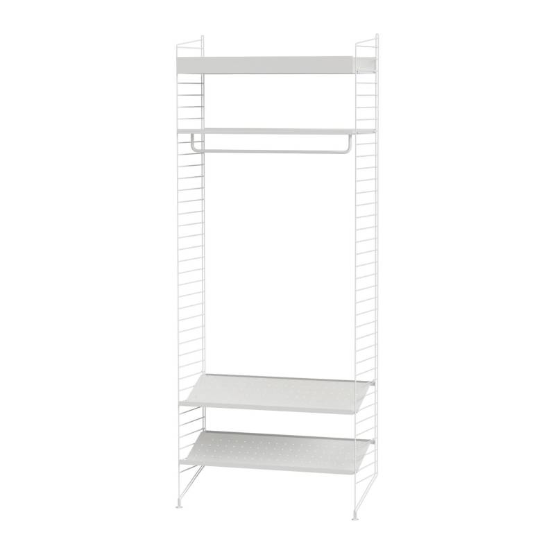 String - Garderobe mit Schuhablage 200x80cm - weiß/BxHxT 80x200x30cm von String