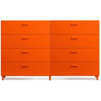 String - Relief Kommode mit Beinen, breit, 2 x 82 x 41 x 92,2 cm, orange von String Furniture