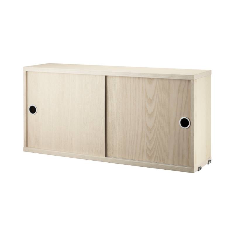 String Furniture - String System Hängeschrank mit Schiebetüren - esche/BxHxT 78x42x20cm von String Furniture