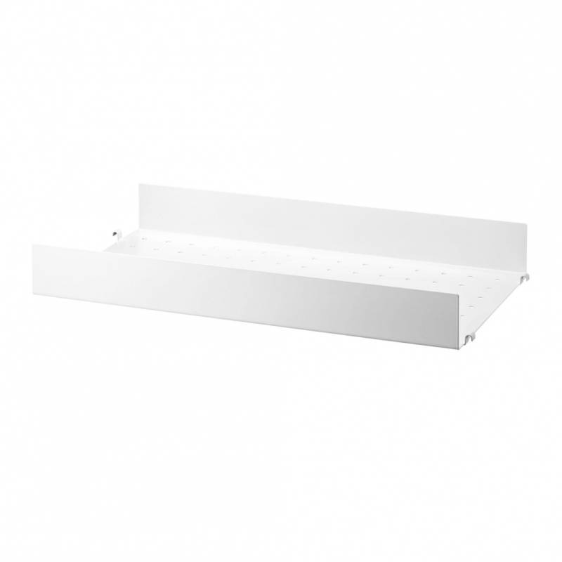 String Furniture - String System Regalboden hoch 58x30cm - weiß/beschichtet/BxHxT 58x7x30cm/perforiert von String Furniture