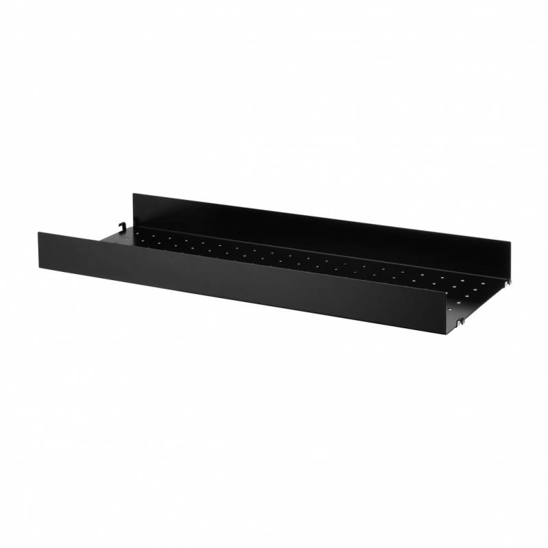 String Furniture - String System Regalboden hoch 78x30cm - schwarz/beschichtet/BxHxT 78x7x30cm/perforiert von String Furniture