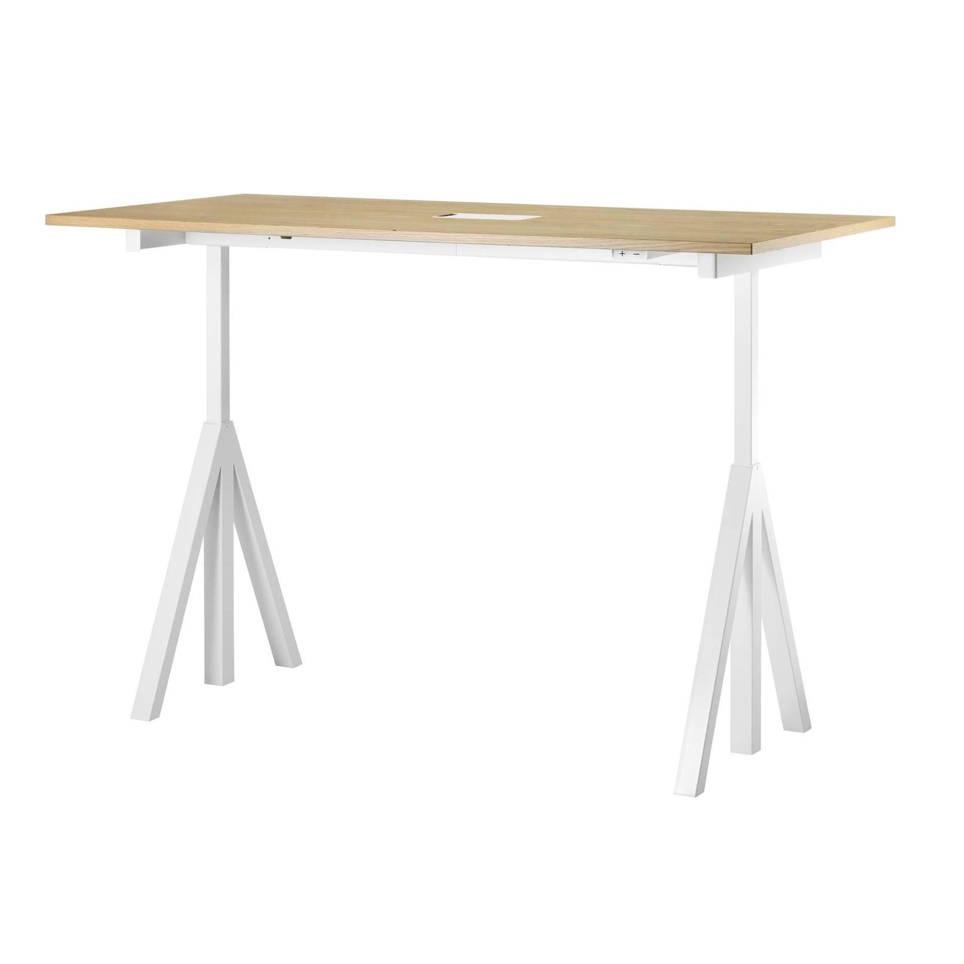 String - String Works Desk Schreibtisch 140x78cm - eiche/Gestell weiß/BxHxT 140x118.5x78cm/elektrisch höhenverstellbar 71.5 - 118.5cm von String