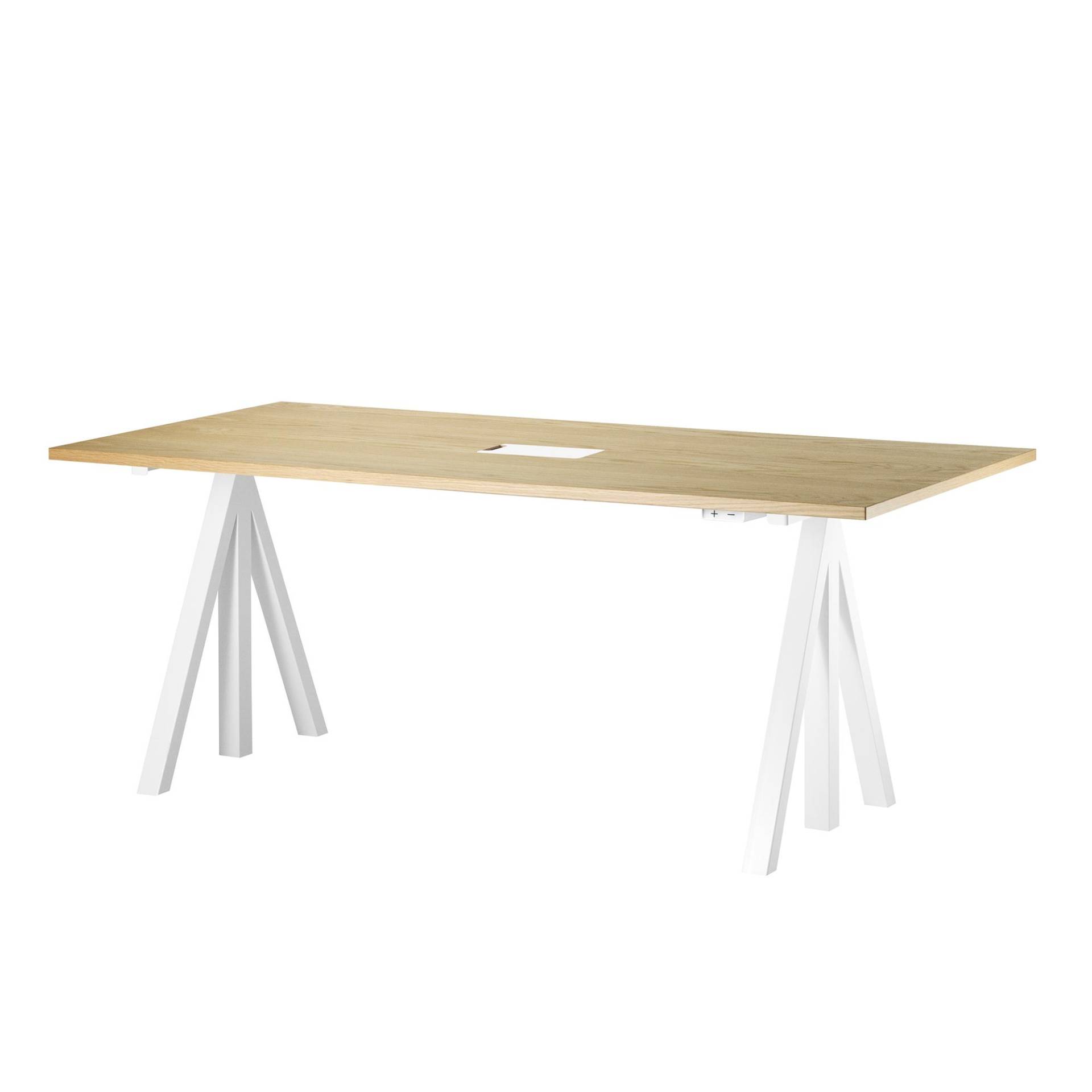 String - String Works Desk Schreibtisch 160x78cm - eiche/Gestell weiß/inklusive Schublade/BxHxT 160x118.5x78cm/elektrisch höhenverstellbar 71.5 - 118. von String