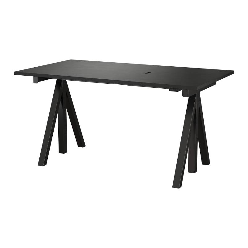 String Furniture - String Works Schreibtisch höhenverstellbar schwarz 140x78cm - schwarz/Tischplatte MDF lackiert/LxBxH 140x78x71.5cm/Gestell Stahl... von String Furniture