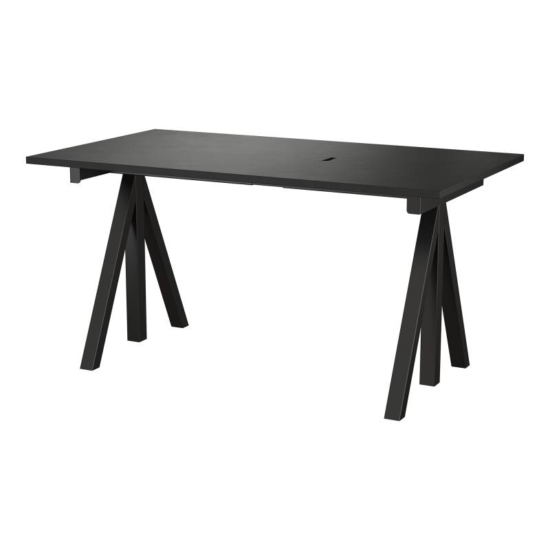 String Furniture - String Works Schreibtisch schwarz 140x78cm - schwarz/Tischplatte MDF lackiert/LxBxH 140x78x71.5cm/Gestell Stahl pulverbeschichtet s von String Furniture