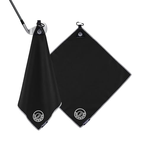 Stripebird Magnetisches Golf-Handtuch (schwarz) – Mikrofaser-Golf-Handtuch mit integriertem ultrastarkem Neodym-Magnethandtuch – 45,7 x 45,7 cm Golftaschen-Handtuch von Stripebird