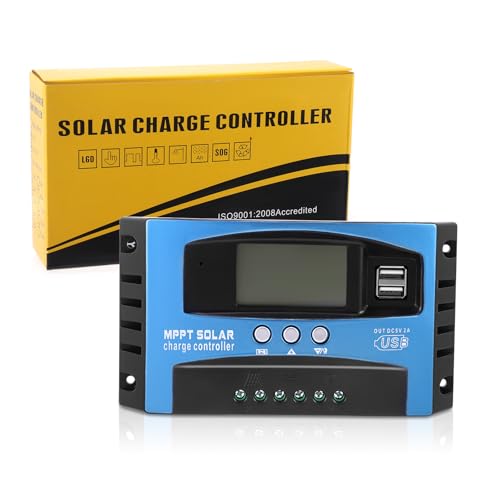 100A MPPT Laderegler Solar Wasserdicht Solar Laderegler für 12V/24V Solaranlagen - Max 100V PV-Eingang - LCD-Display (Solarpanel, Batterie, Wohnmobil) von Strixorn