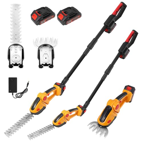 2 in 1 Akku Heckenschere/Grasschere, 24V Heckenschere Elektrisch mit 2 * 1,5 Ah Akkus, Reichweite bis zu 130cm, Heckenschere Akku mit 2 Klingen zum Schneiden, Beschneiden 2 in 1 Akku Heckenschere/Grasschere, 24V Heckenschere Elektrisch mit 2 * 1,5 Ah Akkus, Reichweite bis zu 130cm, Heckenschere Akku mit 2 Klingen zum Schneiden, Beschneiden von Strixorn