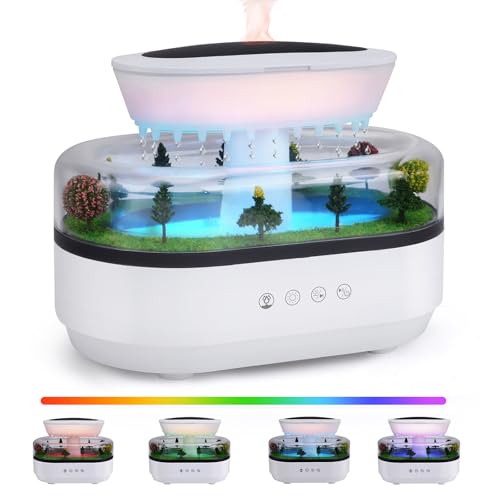 250ML Regentropfen Luftbefeuchter, Aromatherapie Diffusor mit Mikrolandschaften, 7-Farben LED Lichtern, White Noise, Aroma Diffuser für Ätherische Öle für Schlafzimmern Kinderzimmern von Strixorn