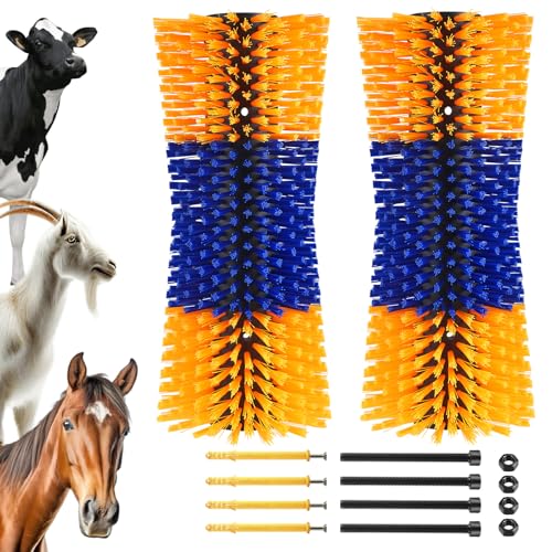 2Pcs Kratzbürste für Pferd Kuh, Universal Vieh Kratzbürste, Verbessertes geschwungenes Design Geeignet für die Körperform von Rindern und Pferden, Kratzbürste Nylon Kratzmatte für Schaf Pferd Kuh von Strixorn