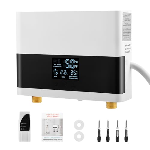 6000W Durchlauferhitzer Dusche/Küche - Elektrische Durchlauferhitzer mit LED-Temperaturdisplay und Fernbedienung, Sofort Heißes Wasser, Wandmontiert, IPX4 Schutz (220V, für Bad/Küche/Camping) von Strixorn