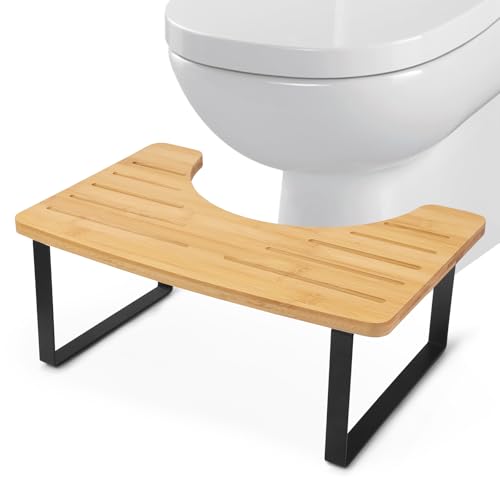 Bambus Toilettenhocker für Erwachsene,Badezimmer-Kothocker für Erwachsene,Gesunder Tragbarer Toilettenhocker für Kinder, Ergonomischer WC Hocker Badezimmer,Klohocker Faltbarer,Hämorrhoiden Verstopfung von Strixorn