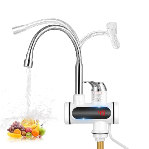 Elektrischer Wasserhahn 3000 W mit LED-Anzeige, 220 V – Durchlauferhitzer ohne Drehtank, für Küche, Bad und Camping, einfache Installation, modernes Design & Energieeinsparung von Strixorn