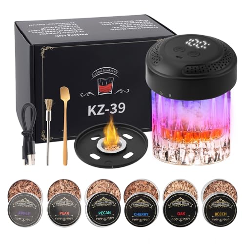 Elektrischer Whisky Smoker Set, Altmodisch USB-C Siederaufladbar Whiskey Smoker Set, mit 6 Holzchips, Digitalanzeige, Countdown-Funktion, Stimmungsbeleuchtung, Wiederaufladbarer Cocktail Räuchergerät Elektrischer Whisky Smoker Set, Altmodisch USB-C Siederaufladbar Whiskey Smoker Set, mit 6 Holzchips, Digitalanzeige, Countdown-Funktion, Stimmungsbeleuchtung, Wiederaufladbarer Cocktail Räuchergerät von Strixorn