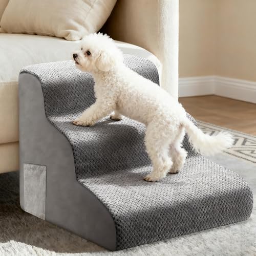 Hundetreppe 3 Stufen 40 cm Hoch, Rutschfestem Katzentreppe für Alte Katzen Kleine Hunde aus 30D Hochdichtem Schaum, Abnehmbarem Waschbarem, Tragbar Hunderampe für Sofa Bett Auto Hundetreppe 3 Stufen 40 cm Hoch, Rutschfestem Katzentreppe für Alte Katzen Kleine Hunde aus 30D Hochdichtem Schaum, Abnehmbarem Waschbarem, Tragbar Hunderampe für Sofa Bett Auto von Strixorn