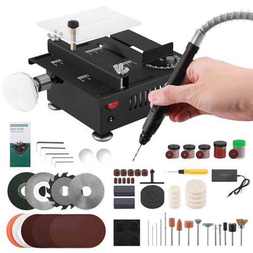 Mini Multifunktions Tischkreissäge, 100W Tischsäge für Handwerksarbeiten, 7-Gang-Netzteil Tragbarer Elektrischer Holzschneidetischcutter Verstellbare Gehrungstischsäge für Holz Kunststoff Acryl (02) von Strixorn