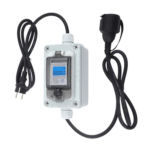 Mobiler Digitaler Stromzähler 230 V, Outdoor KWH Messgerät mit IP67 Wasserdich, Steckdosenadapter 60 A Mobile Meter mit Reset Tragbar für Wohnmobile Elektrofahrzeuge Haushalte von Strixorn