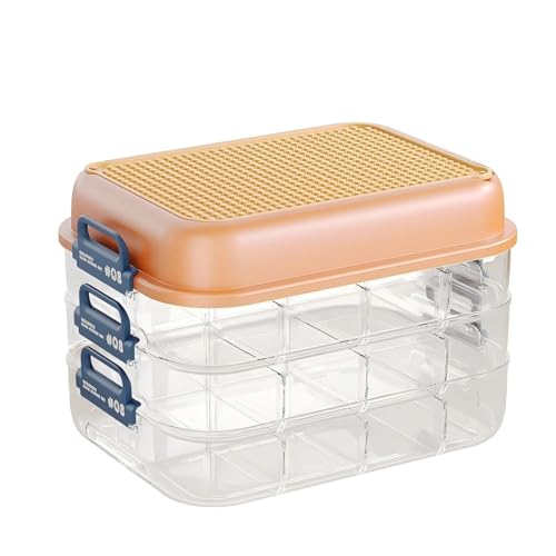 Strixorn Aufbewahrungsbox Spielzeug mit Deckel, 3 Stufen Bausteine Boxen Aufbewahrung Spielzeugkiste, Transparent Organizer Kleinteile Ablagefächer Kinderbox Aufbewahrungsbehälter für Blöcke (Orange) von Strixorn