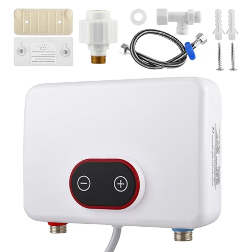 Strixorn Elektrischer Durchlauferhitzer 5500W, 220V Instant Warmwasserbereiter mit Digitaldisplay & 3-Stufen-Leistungsmodus, IPX4 30-52℃ für Dusche, Küche & Garten [Energieklasse A] - Ohne Duschset von Strixorn