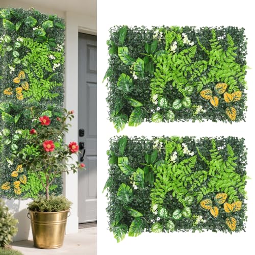 Strixorn Pflanzenwand Outdoor, 2 Stück Kunstpflanzen Wand, 60 x 40 cm Künstliche Pflanzen Deko für Wand, Balkon & Garten(02) von Strixorn