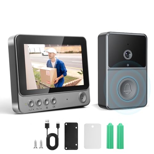 Strixorn Türklingel mit Kamera Kabellos, Outdoor IP65 Wasserdicht 1080P HD Écran 4.3" 2.4G Video Türklingel Nachtsicht, 2-Wege-Audio, Unterstützt SD, mit Chime Strixorn Türklingel mit Kamera Kabellos, Outdoor IP65 Wasserdicht 1080P HD Écran 4.3" 2.4G Video Türklingel Nachtsicht, 2-Wege-Audio, Unterstützt SD, mit Chime von Strixorn