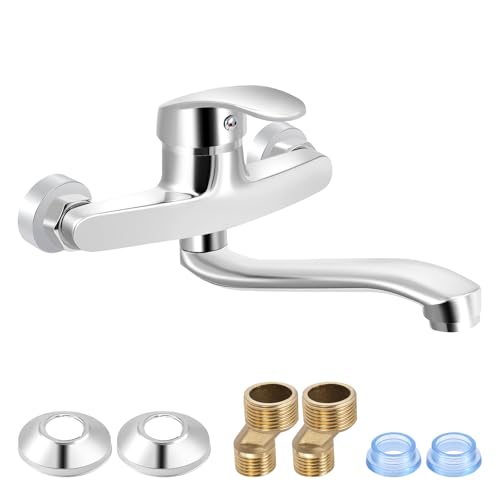 Strixorn Wasserhahn Küche Wandmontage | 360° Schwenkbarer Edelstahl -Armatur | Waschbeckenarmatur Bad & Waschtischarmatur | Kalt und Heiß Einhebelmischer Mischbatterie & Bad (G1/G2 G3/G4 Anschluss) von Strixorn