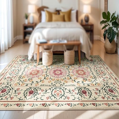 Strloepr Waschbar Teppich Wohnzimmer Sessel Stühle Schlafzimmer Arbeitszimmer Carpet,Mehrfarbig, Rot, Grün, Modern, Blumenmuster, Beige, Gelb, 160 x 200 cm Strloepr Waschbar Teppich Wohnzimmer Sessel Stühle Schlafzimmer Arbeitszimmer Carpet,Mehrfarbig, Rot, Grün, Modern, Blumenmuster, Beige, Gelb, 160 x 200 cm von Strloepr