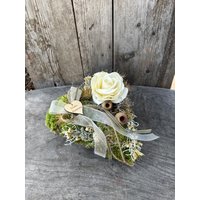 Blumengesteck Herz/Gesteck Mit Wachsrose Allerheiligengesteck Herzförmiges Grabgesteck Grabschmuck von Stroblume