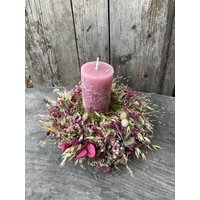 Herbstkranz/Herbstgesteck Mit Kerze Herbstliches Arrangement Kranz Trockenblumenkranz Blumenkranz von Stroblume