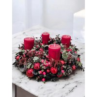 Schöner Adventskranz/Handgebundener Weihnachtskranz Moderner Kranz Aus Trockenblumen Weihnachtlicher Haltbar von Stroblume