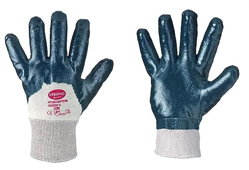 Handschuhe NAVYSTAR Nitril Blue Gr. 9 mit Strickbund, EN 388-4.2.1.1. von STRONG HAND