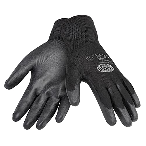 HandschuhMan. 6 Paar Schwarze Montage Arbeitshandschuhe von StrongHand Gr. 6 bis 11 Werkstatt Garten (10/XL) von Stronghand
