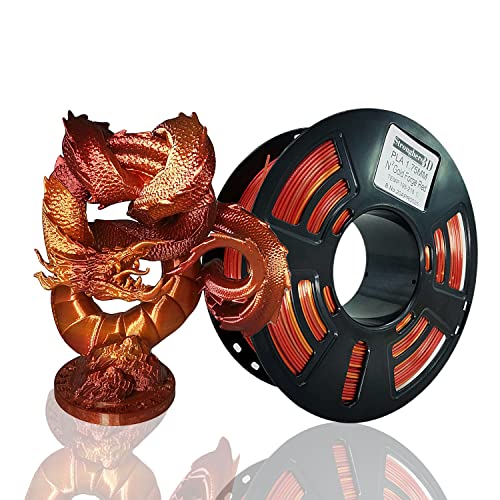 Stronghero3D PLA-3D-Drucker-Filament, 1,75 mm, Rot (Golden Fire)-Seide-Gold und Galaxie-Rot, erscheinen in Intervallen, 1 kg, Genauigkeit +/-0,05 mm, für Ender3, Cr10, Sovol von Stronghero3D