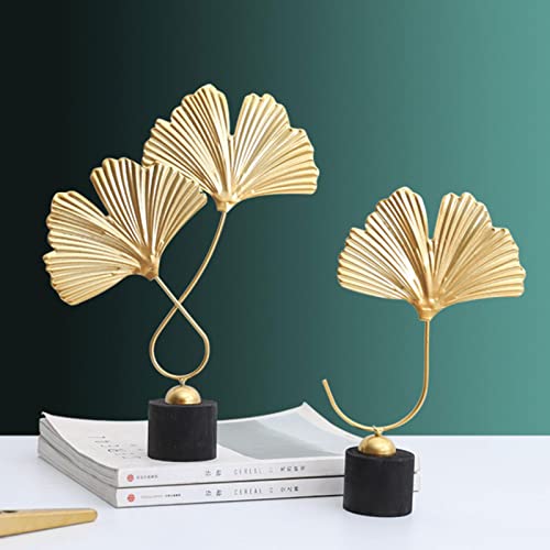 2PCS Metall Blätter Deko Ginkgo Blatt Skulptur Mit Basis Goldene Ginkgo Blätter Dekoration Desktop Ornament Gingko Blatt Skulptur Minimalistische Deko Modern Skulptur Für Wohnzimmer Schreibtisch von Stronrive