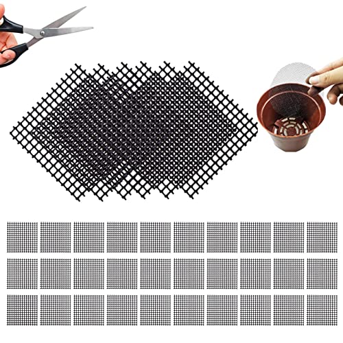 50 Stück Blumentopf Mesh Pad - Blumentopf Loch Mesh Pad Gitter Für Gartenabflüsse Verhindert Bodenverlust Blumentopfloch Matten Bonsai Topf Unterseite Gitter Matte Garten Drainage Mesh Für Bonsai von Stronrive