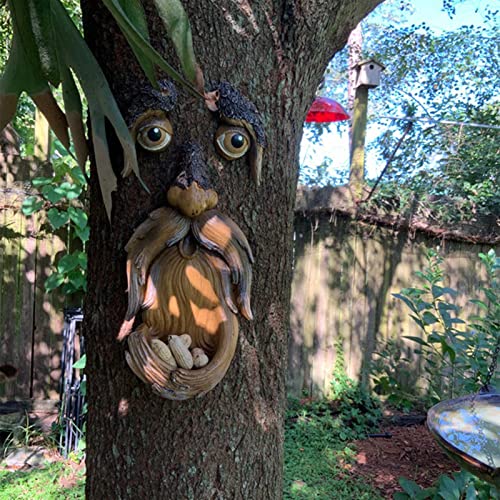 Baumgesichter Gartendeko Vogelfutterstation Lustige Gartenstatuen Baum Gesichter Dekor Gesichtsskulptur Baumumarmung Yard Kunst Garten Dekoration Baumgesicht Alter Mann Baum Skulptur Gartendekoration von Stronrive