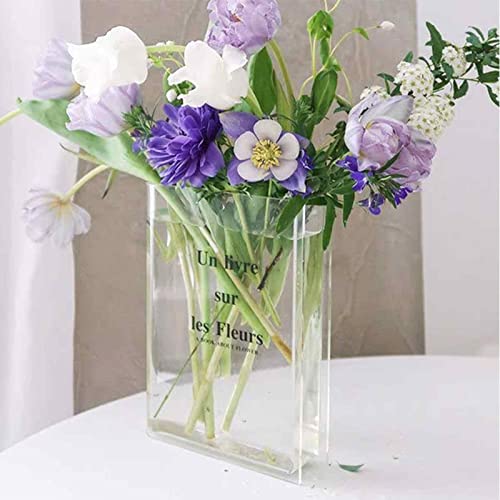 Book Vase, Klare Buchvase, Acryl Buch Vasen, Buchvase Für Blumen, Klare Buchblumenvase, Transparente Buchvase Für Blumen Schlafzimmer Tischdeko Wohnzimmer Büro, Bücherform Blumenvase Minimalistische von Stronrive