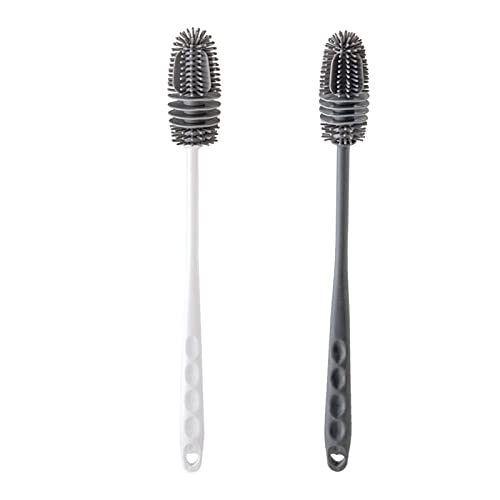 Flaschenbürste Silikon Reinigungsbürste Lang Spülbürste Bürste Flaschenreiniger Glasbürste Bottle Brush Set Für Sodaflaschen Flaschen Babyflaschen Glaskaraffe Trinkflasche Schwarz Weiß (1/2/4 Stück) von Stronrive